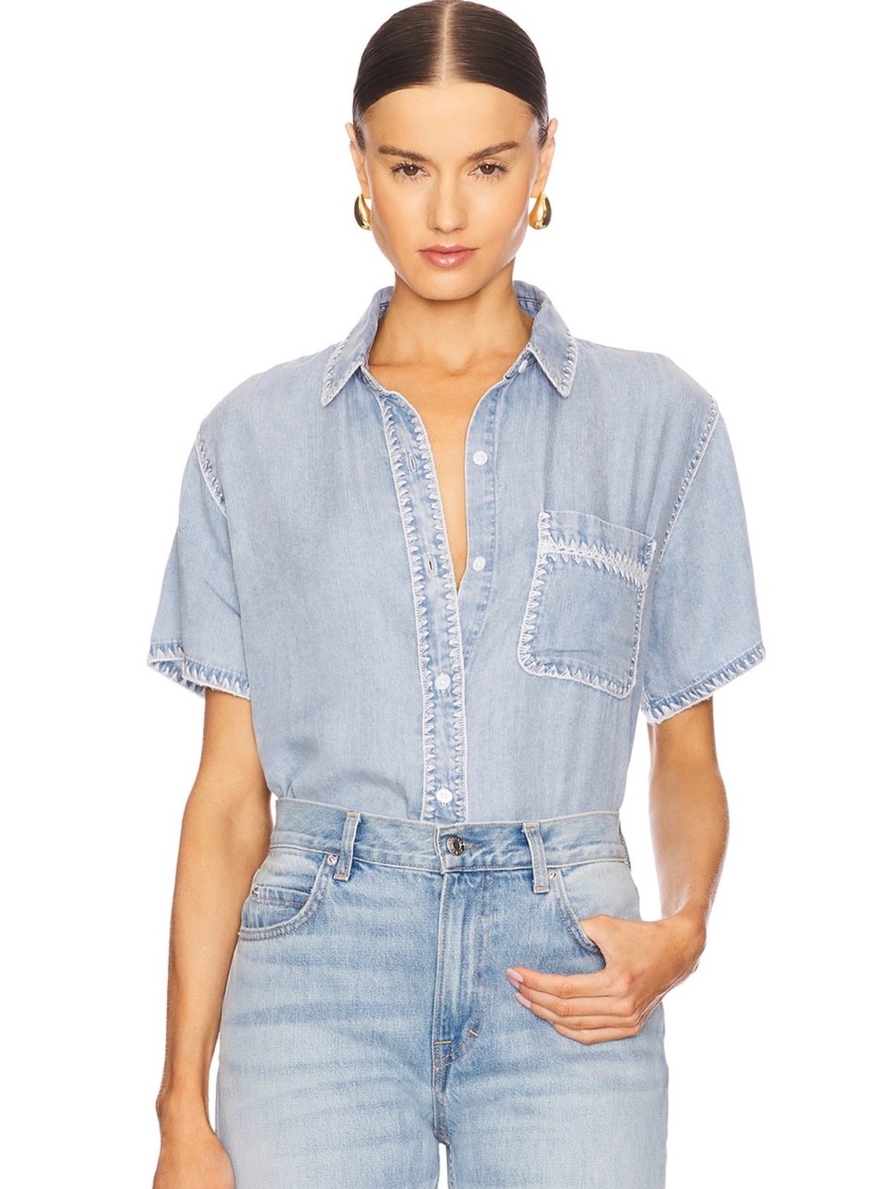 Rails Lea Top in Medium Cloud Wash Sz S
